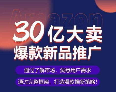 亚马逊·30亿大卖爆款新品推广，可复制、全程案例实操的爆款推新SOP-小鹏项目网