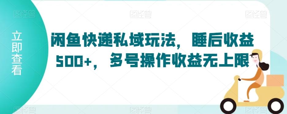 闲鱼快递私域玩法，睡后收益500+，多号操作收益无上限【揭秘】-小鹏项目网
