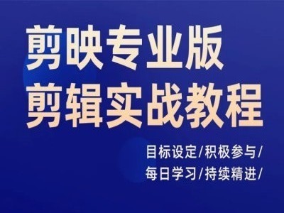 剪映专业版剪辑实战教程，目标设定/积极参与/每日学习/持续精进-小鹏项目网