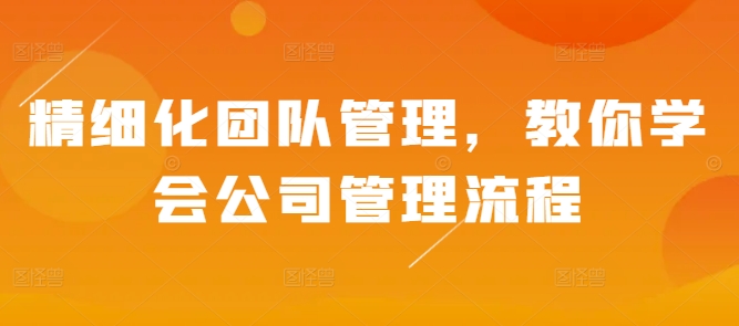 精细化团队管理，教你学会公司管理流程-小鹏项目网
