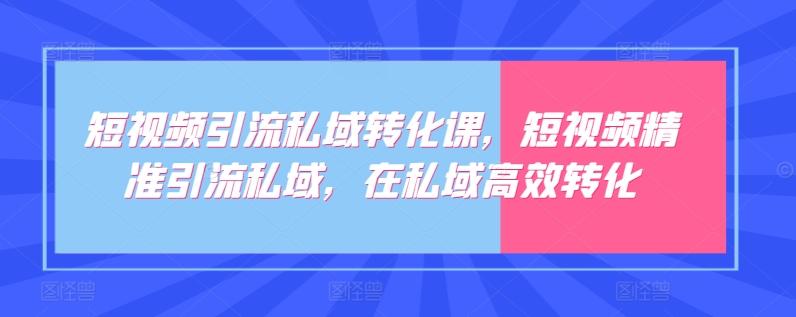 短视频引流私域转化课，短视频精准引流私域，在私域高效转化-小鹏项目网