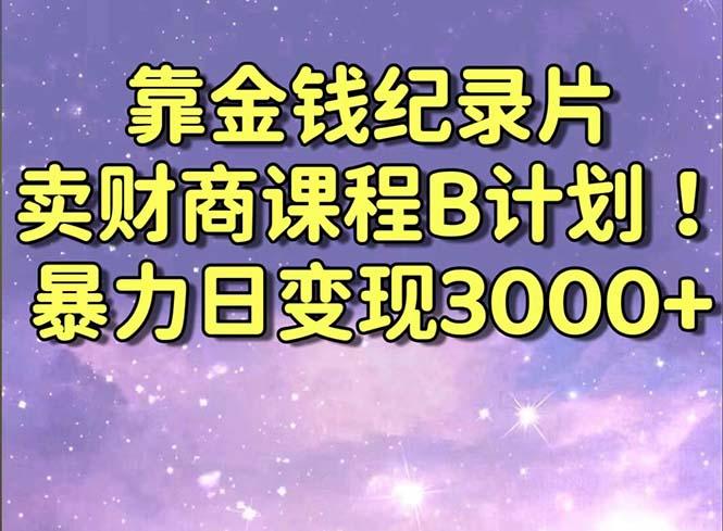 靠金钱纪录片卖财商课程B计划！暴力日变现3000+，喂饭式干货教程！-小鹏项目网