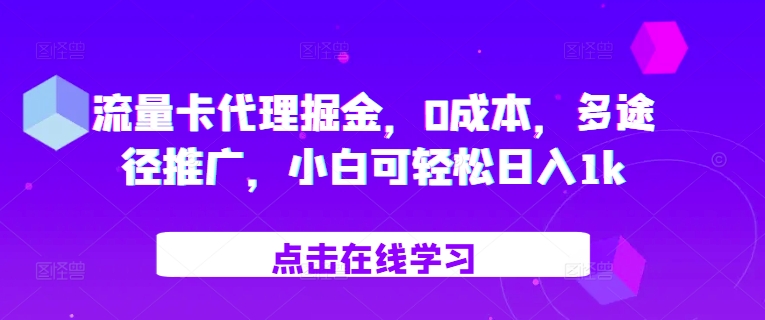 流量卡代理掘金，0成本，多途径推广，小白可轻松日入1k-小鹏项目网