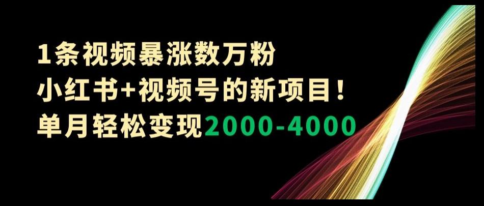 1条视频暴涨数万粉–小红书+视频号的新项目！单月轻松变现2000-4000【揭秘】-小鹏项目网