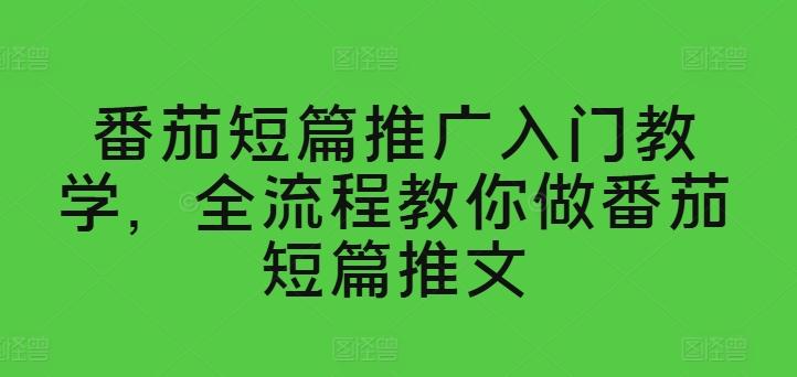 番茄短篇推广入门教学，全流程教你做番茄短篇推文-小鹏项目网