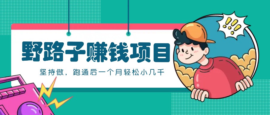 一个人就能操作的野路子赚钱项目，零成本零门槛坚持做，跑通后一个月小几千！-小鹏项目网