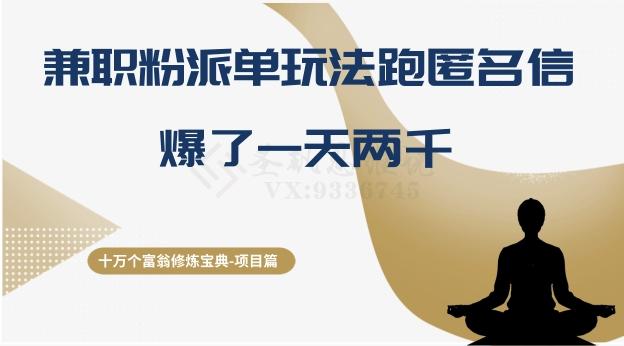 十万个富翁修炼宝典之6.兼职粉派单玩法跑匿名信，爆了一天两千-小鹏项目网