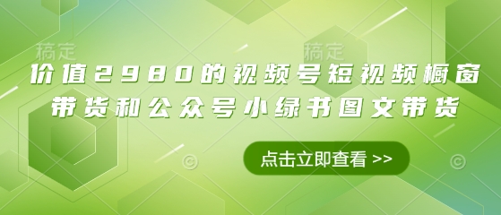 价值2980的视频号短视频橱窗带货和公众号小绿书图文带货-小鹏项目网