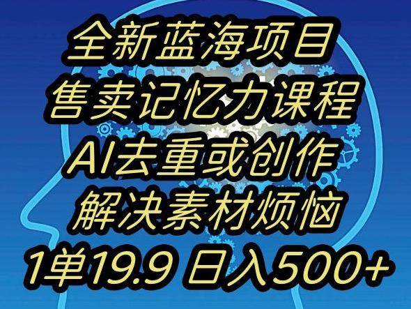 蓝海项目记忆力提升，AI去重，一单19.9日入500+【揭秘】-小鹏项目网