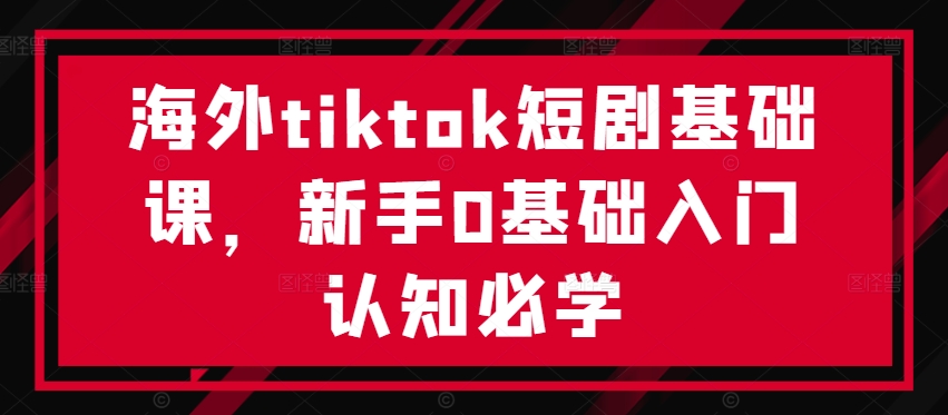 海外tiktok短剧基础课，新手0基础入门认知必学-小鹏项目网