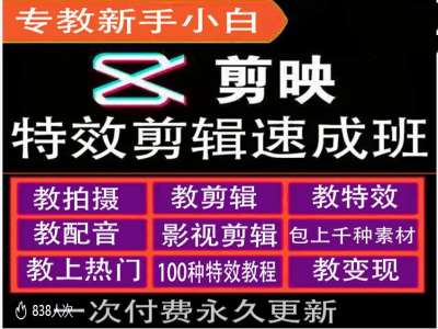 剪映特效教程和运营变现教程，特效剪辑速成班，专教新手小白-小鹏项目网