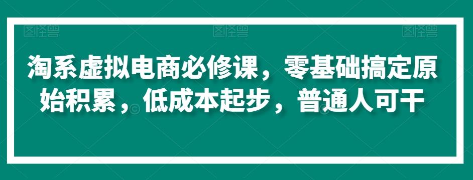 淘系虚拟电商必修课，零基础搞定原始积累，低成本起步，普通人可干-小鹏项目网