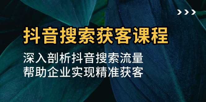 抖音搜索获客课程：深入剖析抖音搜索流量，帮助企业实现精准获客-小鹏项目网
