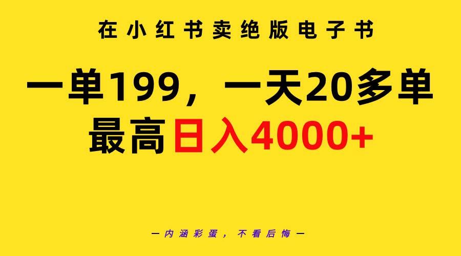 (9401期)在小红书卖绝版电子书，一单199 一天最多搞20多单，最高日入4000+教程+资料-小鹏项目网