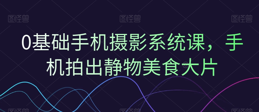 0基础手机摄影系统课，手机拍出静物美食大片-小鹏项目网