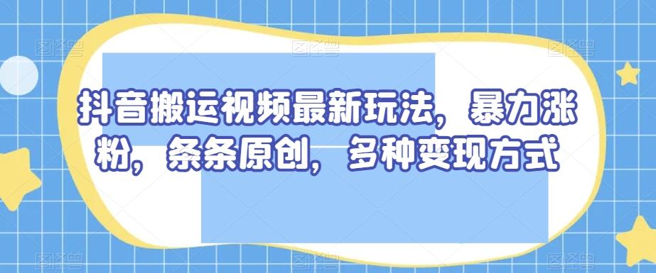 抖音搬运视频最新玩法，暴力涨粉，条条原创，多种变现方式【揭秘】-小鹏项目网