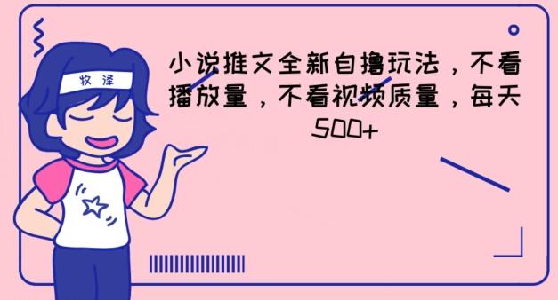 小说推文全新自撸玩法，不看播放量，不看视频质量，每天500+【揭秘】-小鹏项目网