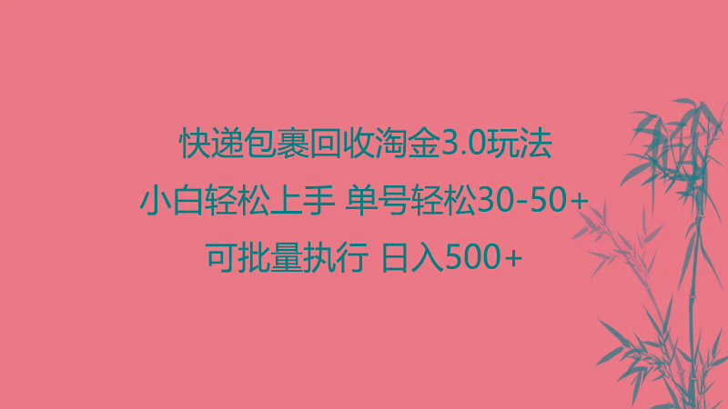 快递包裹回收淘金3.0玩法 无需任何押金 小白轻松上手-小鹏项目网