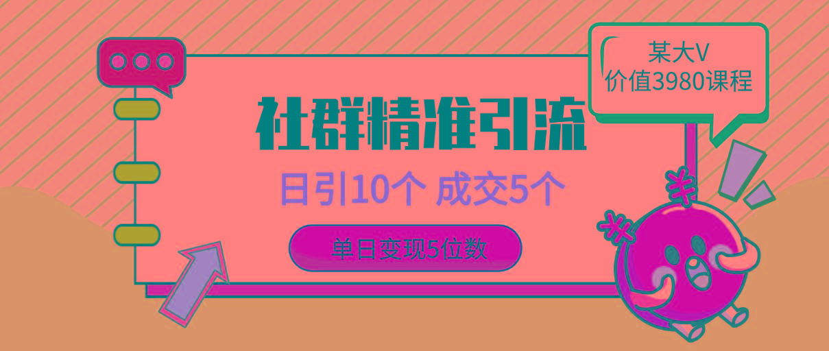 (9870期)社群精准引流高质量创业粉，日引10个，成交5个，变现五位数-小鹏项目网
