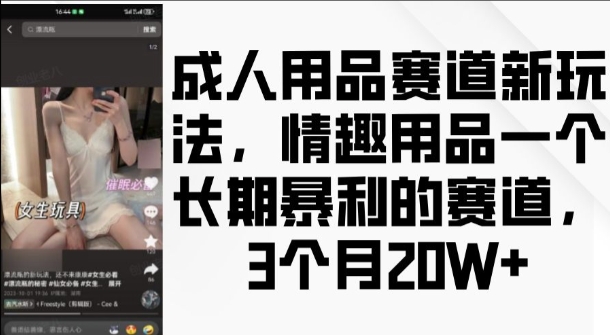 成人用品赛道新玩法，情趣用品一个长期暴利的赛道，3个月收益20个【揭秘】-小鹏项目网