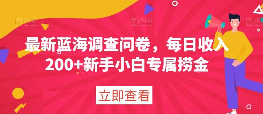 最新蓝海调查问卷，每日收入200+新手小白专属捞金-小鹏项目网