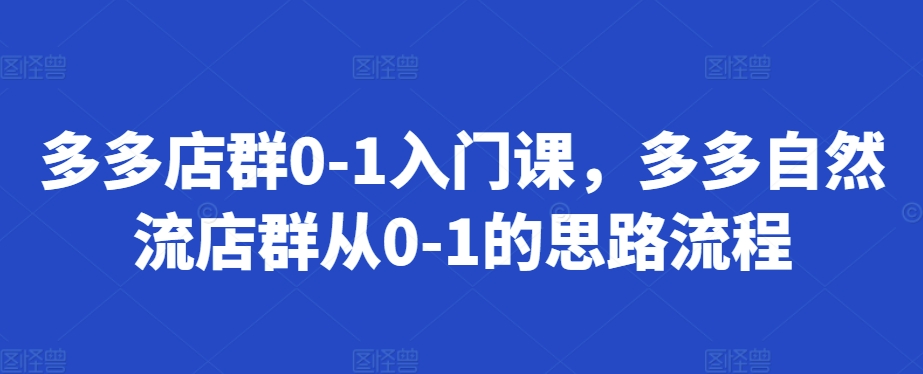 多多店群0-1入门课，多多自然流店群从0-1的思路流程-小鹏项目网