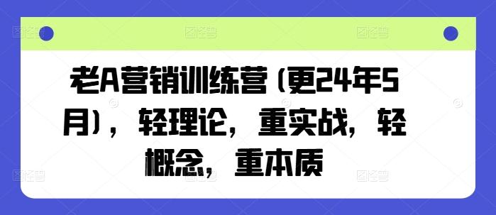 老A营销训练营(更24年6月)，轻理论，重实战，轻概念，重本质-小鹏项目网