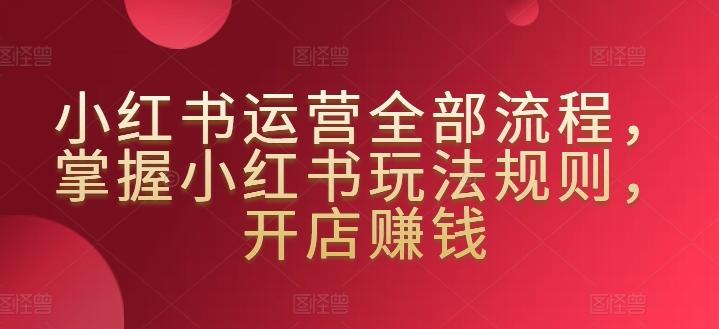 小红书运营全部流程，掌握小红书玩法规则，开店赚钱-小鹏项目网