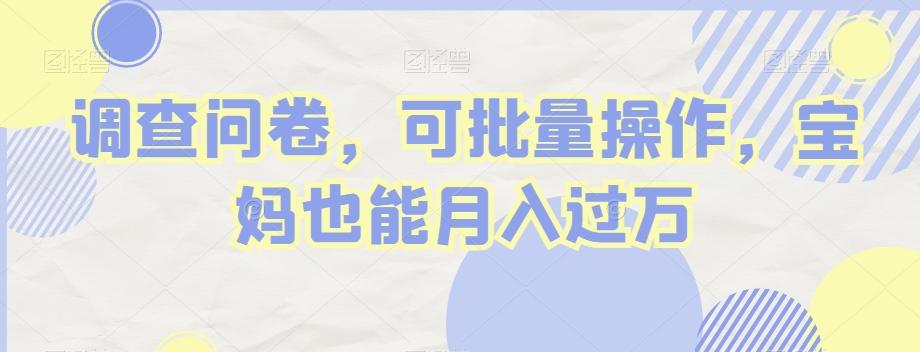 调查问卷，可批量操作，宝妈也能月入过万-小鹏项目网