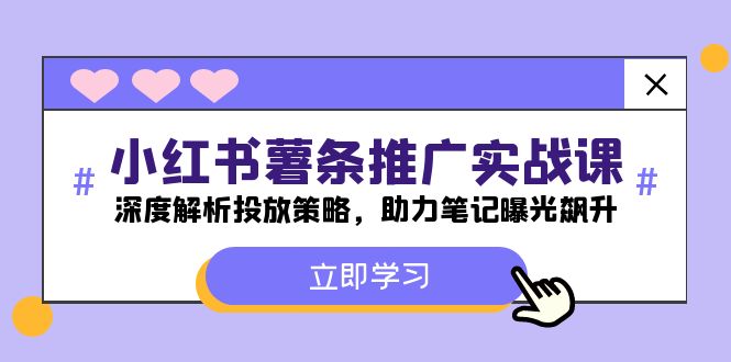 小红书-薯条推广实战课：深度解析投放策略，助力笔记曝光飙升-小鹏项目网