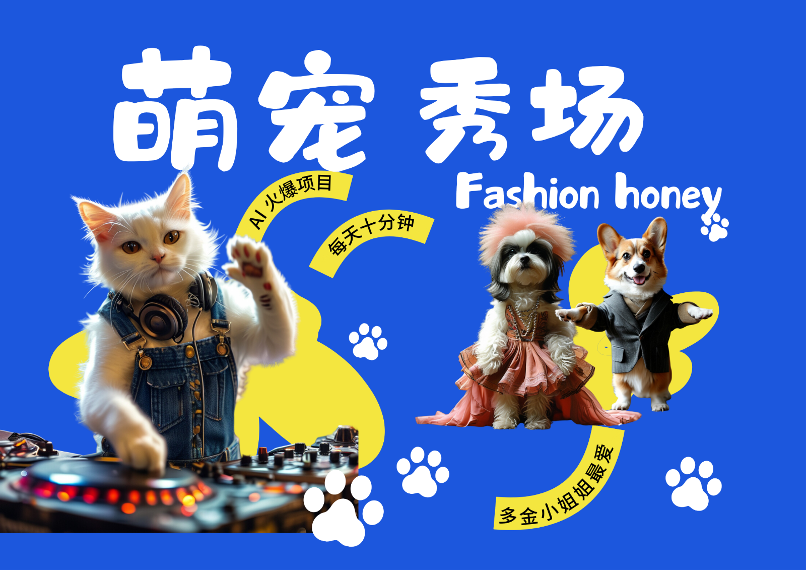 酷飒动物跳舞走秀 时尚喵FASHION汪 多金小姐姐最爱的 轻松月入破W-小鹏项目网