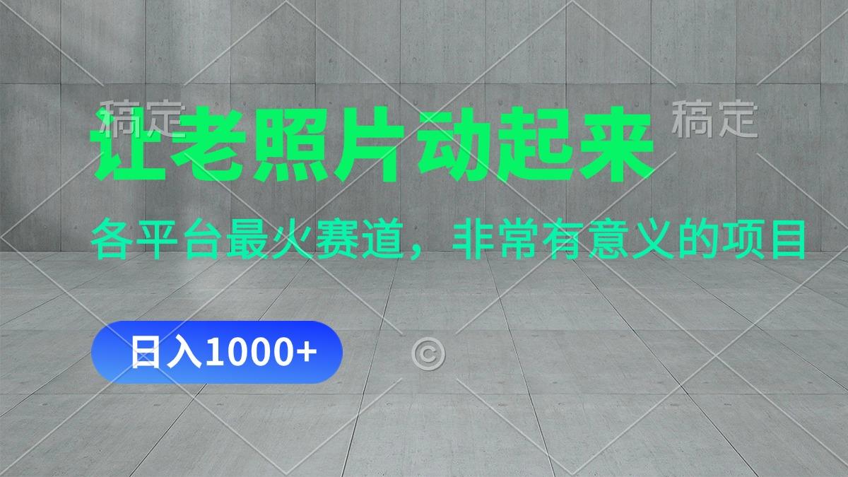 让老照片动起来，一天变现1000+，各平台最火赛道，看完就会-小鹏项目网