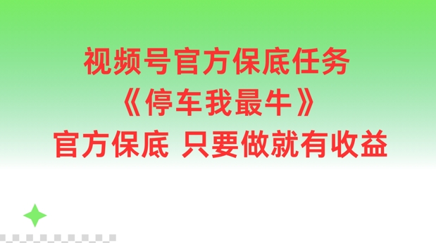 视频号官方保底任务，停车我最牛，官方保底只要做就有收益【揭秘】-小鹏项目网