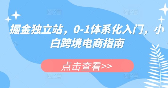 掘金独立站，0-1体系化入门，小白跨境电商指南-小鹏项目网