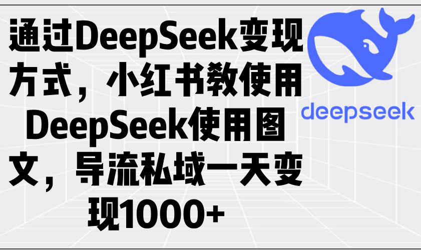 通过DeepSeek变现方式，小红书教使用DeepSeek图文，导流私域一天变现1000+-小鹏项目网