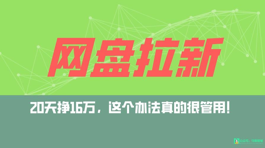 网盘拉新+私域全自动玩法，0粉起号，小白可做，当天见收益，已测单日破5000-小鹏项目网
