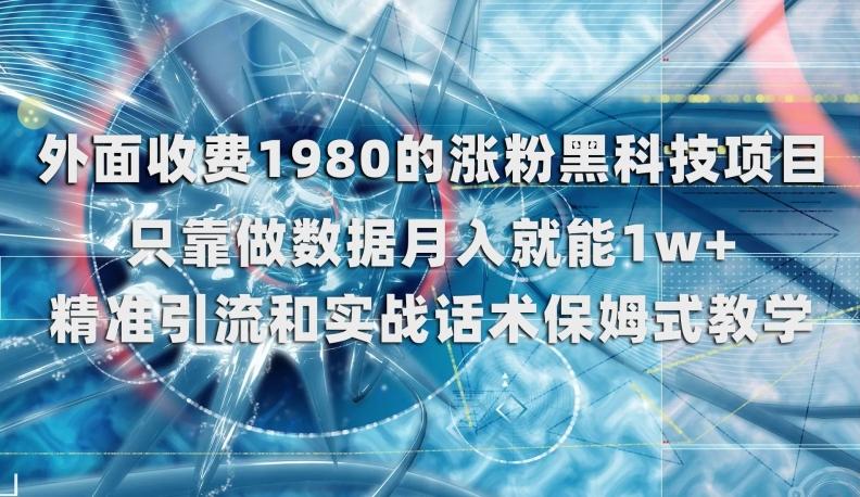 外面收费1980的涨粉黑科技项目，只靠做数据月入就能1w+【揭秘】-小鹏项目网