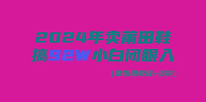 (9329期)2024年卖莆田鞋，搞了92W，小白闭眼操作！-小鹏项目网