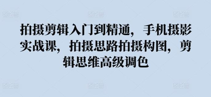 拍摄剪辑入门到精通，​手机摄影实战课，拍摄思路拍摄构图，剪辑思维高级调色-小鹏项目网