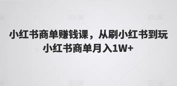小红书商单赚钱课，从刷小红书到玩小红书商单月入1W+-小鹏项目网