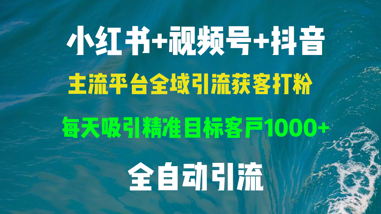 小红书，视频号，抖音主流平台全域引流获客打粉，每天吸引精准目标客户…-小鹏项目网