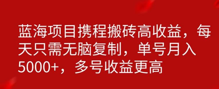 携程搬砖项目，只需每天无脑复制，月入5000+-小鹏项目网