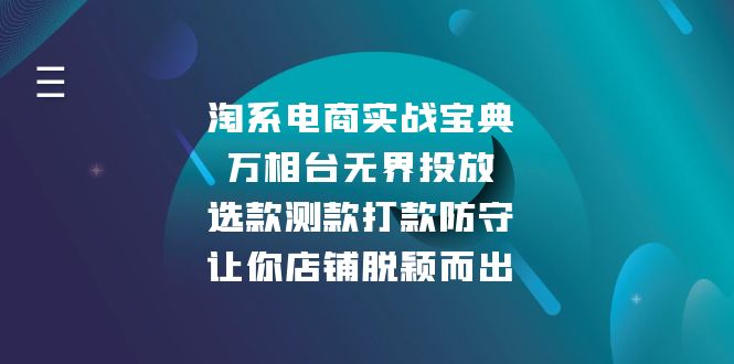 淘系电商实战宝典：万相台无界投放，选款测款打款防守，让你店铺脱颖而出-小鹏项目网