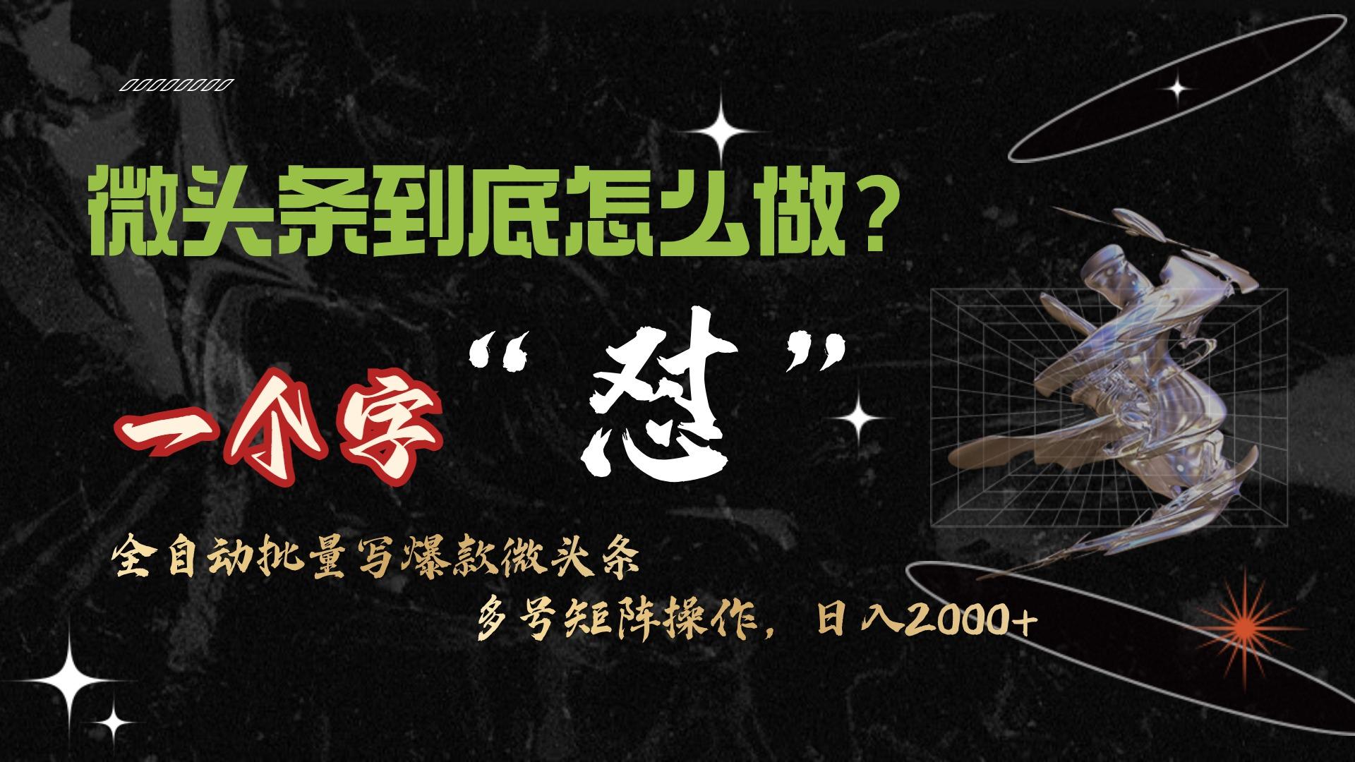 (9809期)微头条最新最强连怼操作，10分钟50条，真正解放双手，月入1w+-小鹏项目网