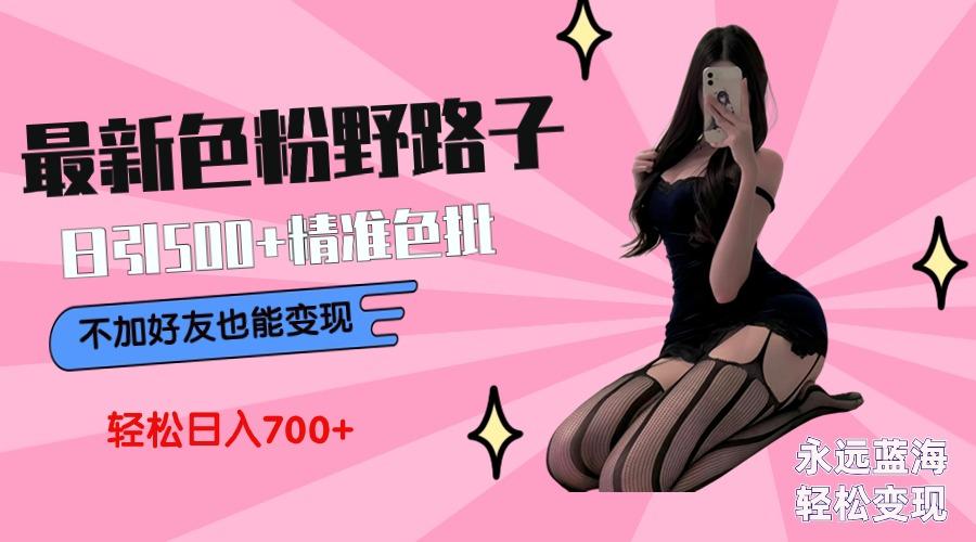 最新色粉变现野路子，日引500+老色批 可不加好友直接变现 小白轻松日入700+-小鹏项目网