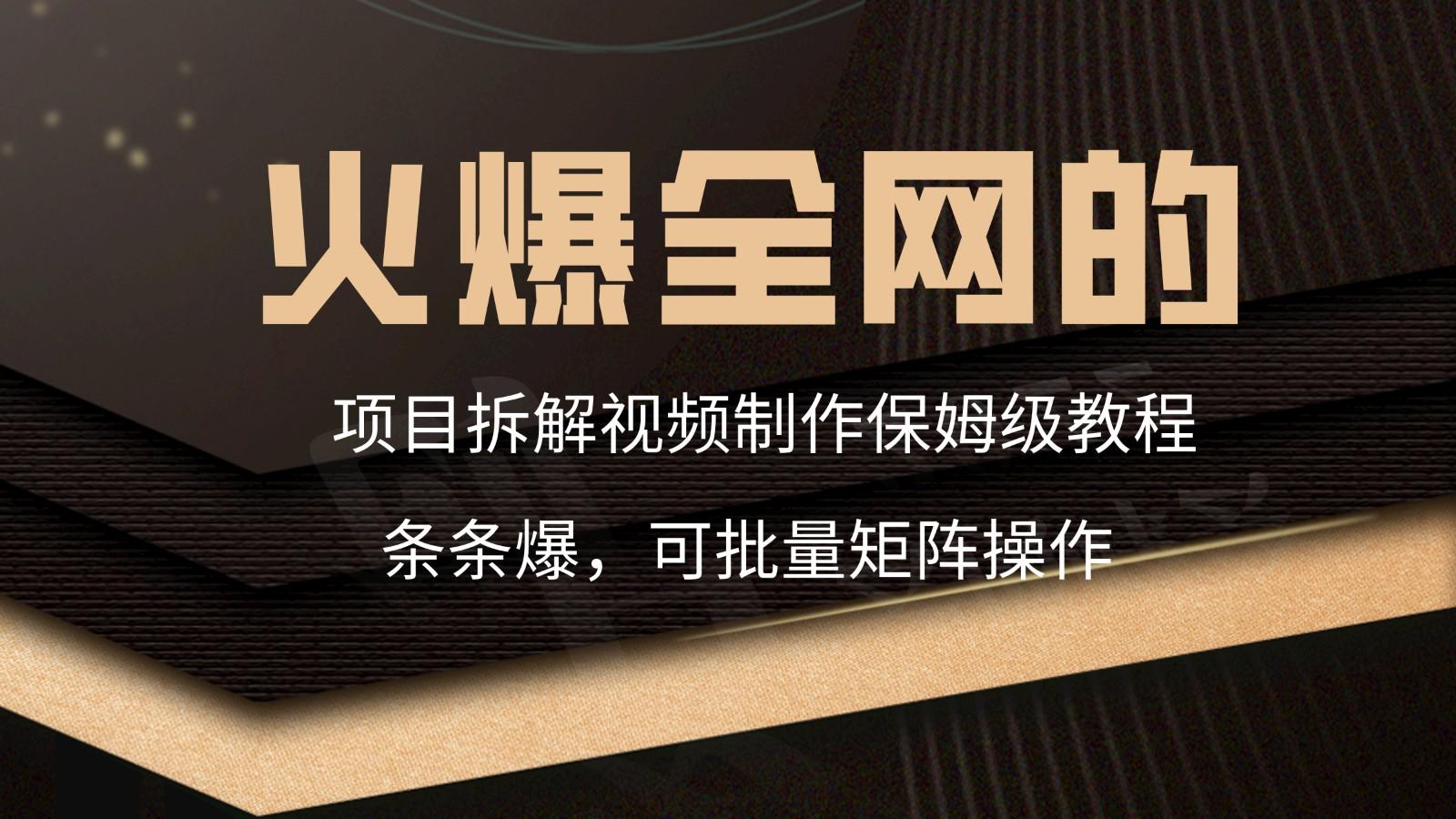 火爆全网的项目拆解类视频如何制作，条条爆，保姆级教程-小鹏项目网