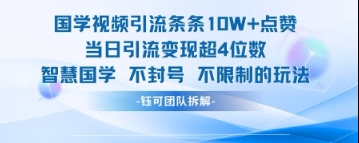 国学视频引流条条10W+点赞当日引流变现超4位数-小鹏项目网