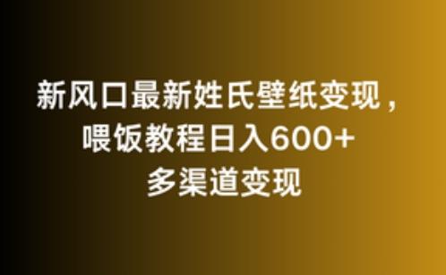 新风口最新姓氏壁纸变现，喂饭教程日入600+【揭秘】-小鹏项目网
