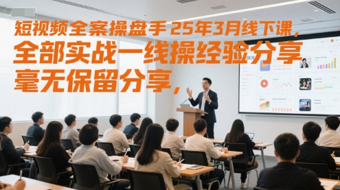 短视频全案操盘手25年3月线下课，全部实战一线操盘手经验分享，毫无保留分享，全是干货-小鹏项目网