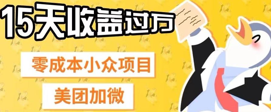 零成本小众项目，美团加微，一单4.5+，15天已经有人赚上万收益-小鹏项目网